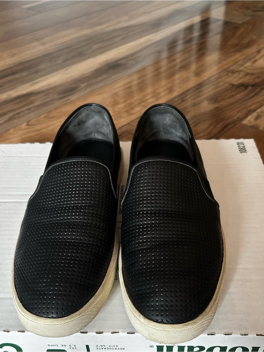 Vince Black Perforated Leather Slip-On Sneakers size 9.5